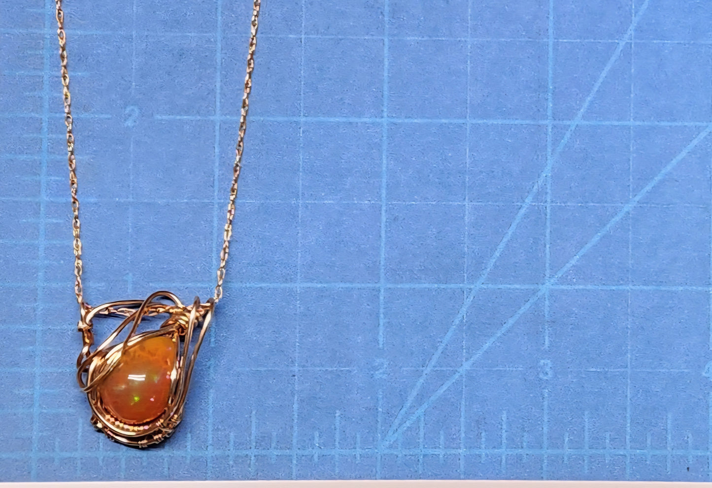 Deep Mysterious color Ethiopian Opal + 14k Gold filled Wire Wrapped Pendant