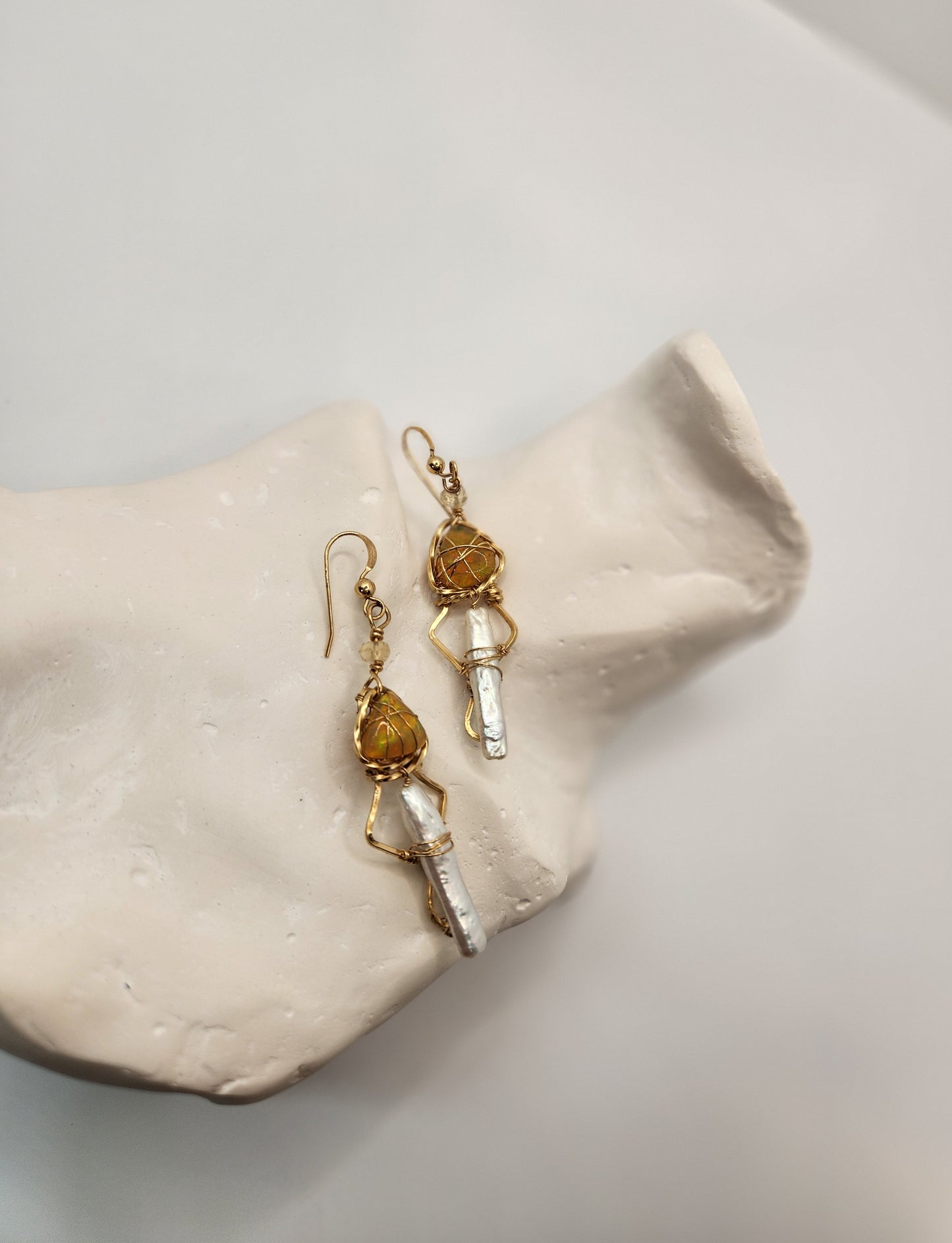 Opal Earrings with Fresh water peal