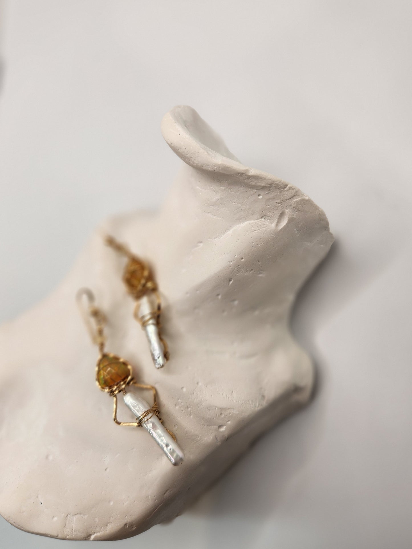 Opal Earrings with Fresh water peal