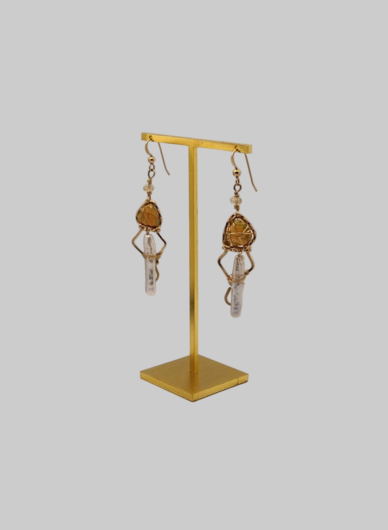 Opal Earrings with Fresh water peal
