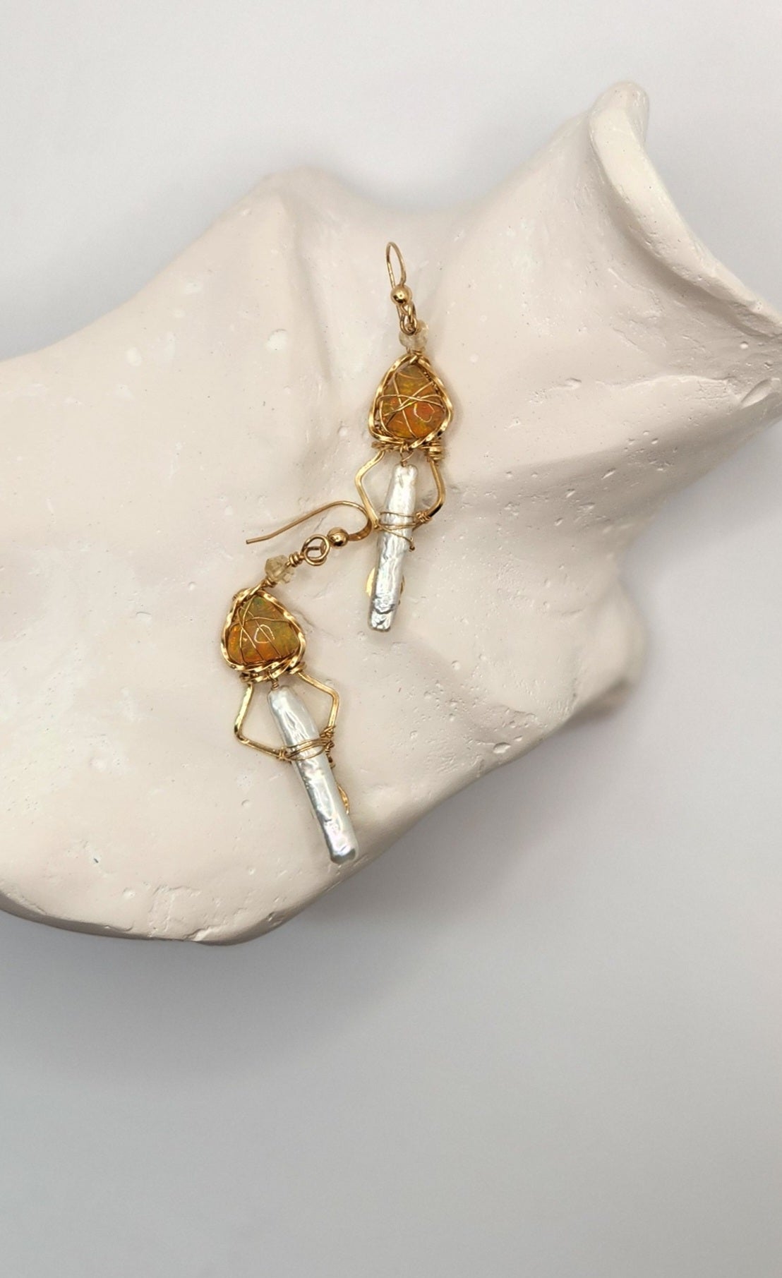 Opal Earrings with Fresh water peal
